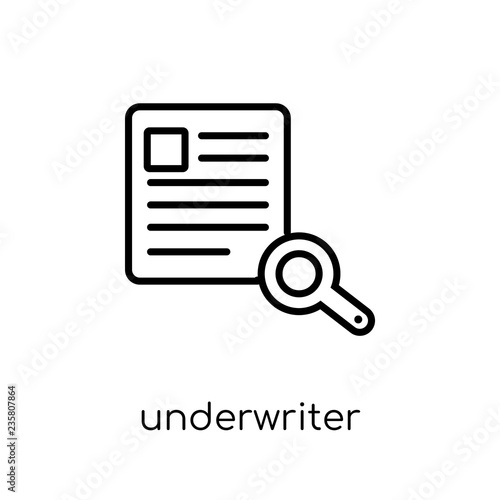 Underwriter (insurance) icon. Trendy modern flat linear vector Underwriter (insurance) icon on white background from thin line business collection