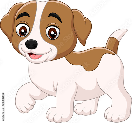 Cute little dog cartoon isolated on white background