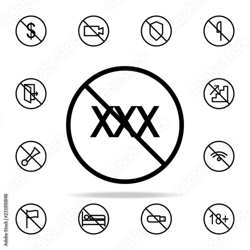 ban porn sites icon. Ban icons universal set for web and mobile