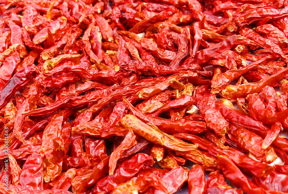 Dried red chilli as a texture food background, Thai food ingredient Dried red chilli as a texture food background, Thai food ingredient