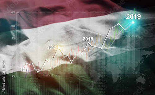 Growing Statistic Financial 2019 Against Hungary Flag
