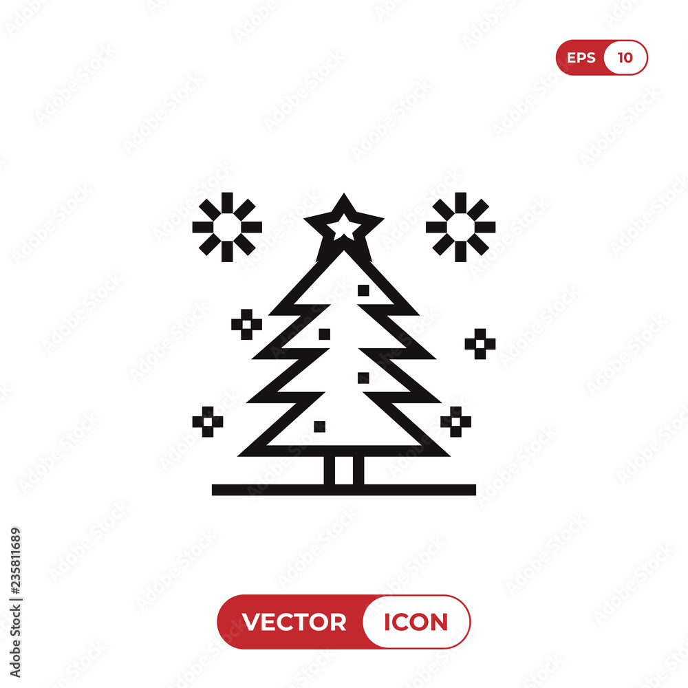Christmas pine tree with stars vector icon Christmas pine tree with stars vector icon