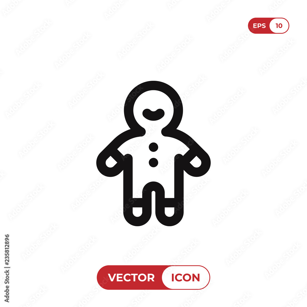 Gingerbread man icon. Christmas,cookie symbol. Flat vector sign isolated on white background. Simple vector illustration for graphic and web design. Gingerbread man icon. Christmas,cookie symbol. Flat vector sign isolated on white background. Simple vector illustration for graphic and web design.