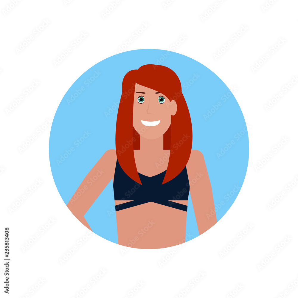 young bikini woman face avatar girl in swimsuit summer vacation concept female cartoon character portrait flat isolated