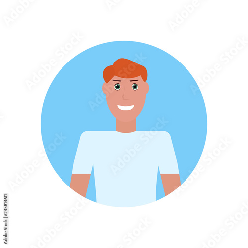 young man face avatar guy in t-shirt summer vacation concept male cartoon character portrait flat isolated © mast3r