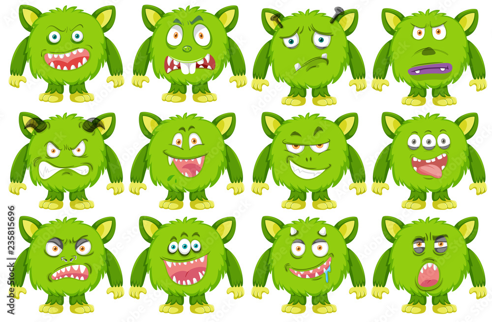 Obraz premium Set of green monster character