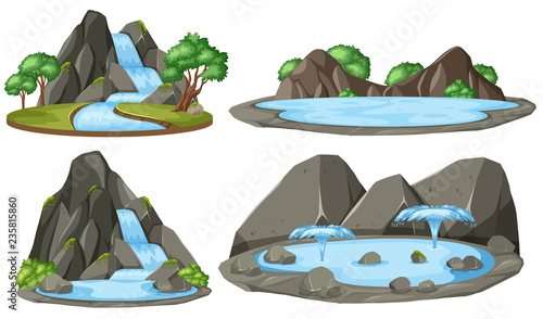 Isolated water pond on white background