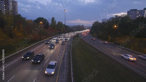 TORONTO, CANADA on Oct 17th: Don Valley Parkway with downtown Toronto in the distance, on Oct 17th, 2016 in Toronto, Canada. The Don Valley Parkway connects the Gardiner Expressway in downtown Toronto photo