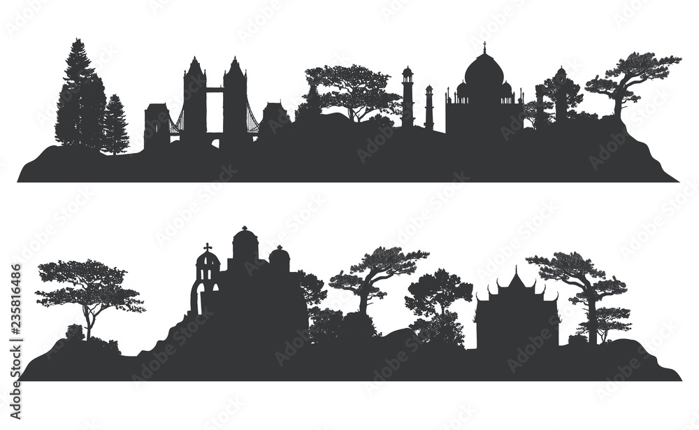 Obraz premium Collection of architectural landmarks vector