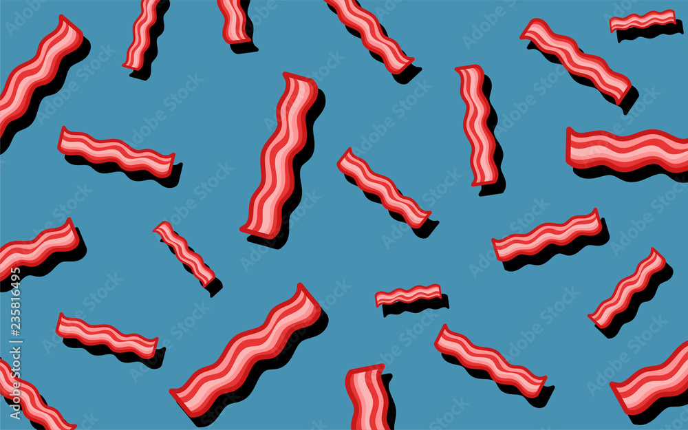 Bacon pattern food wallpaper illustration Stock Vector | Adobe Stock