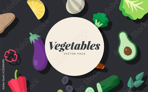Various fresh organic vegetables vector pack