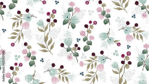  Vector illustration of a seamless floral pattern in spring for Wedding, anniversary, birthday and party. Design for banner, poster, card, invitation and scrapbook 				