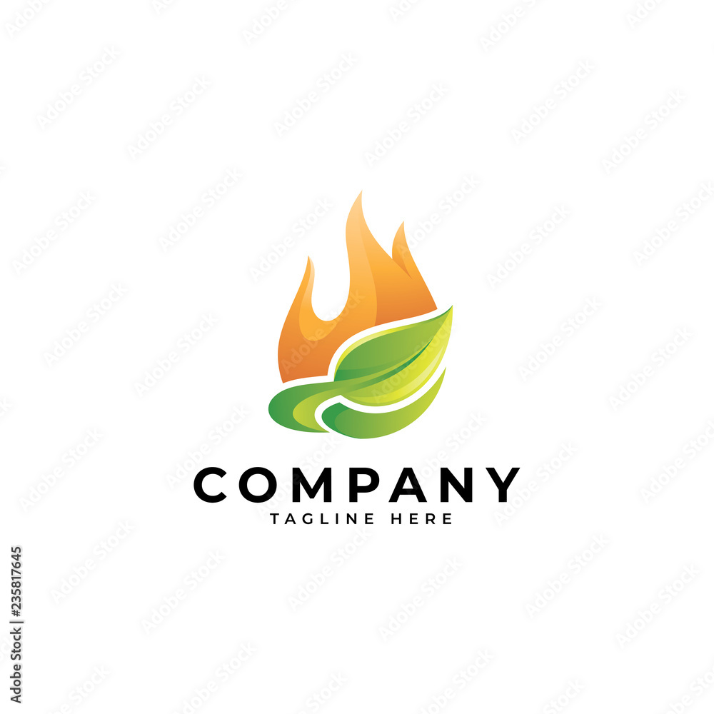 At dræbe finger Forstad 3D modern nature energy logo, fire flame and green leaf vector icon Stock  Vector | Adobe Stock