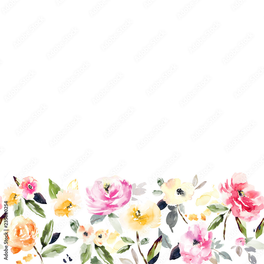 Vintage Watercolor Floral Background Pattern. Repeating Floral Pattern