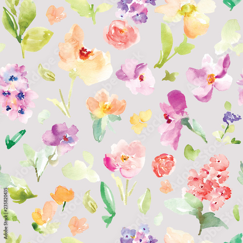Seamless Background Pattern. Watercolor Flower Pattern Background