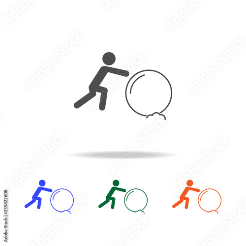 builds a snowman, rolling a snow ball icon. Elements of Christmas holidays in multi colored icons. Premium quality graphic design icon. Simple icon for websites, web design
