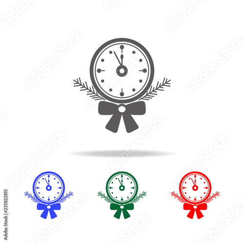 Old clock with tree branch icon. Elements of Christmas holidays in multi colored icons. Premium quality graphic design icon. Simple icon for websites, web design, mobile app