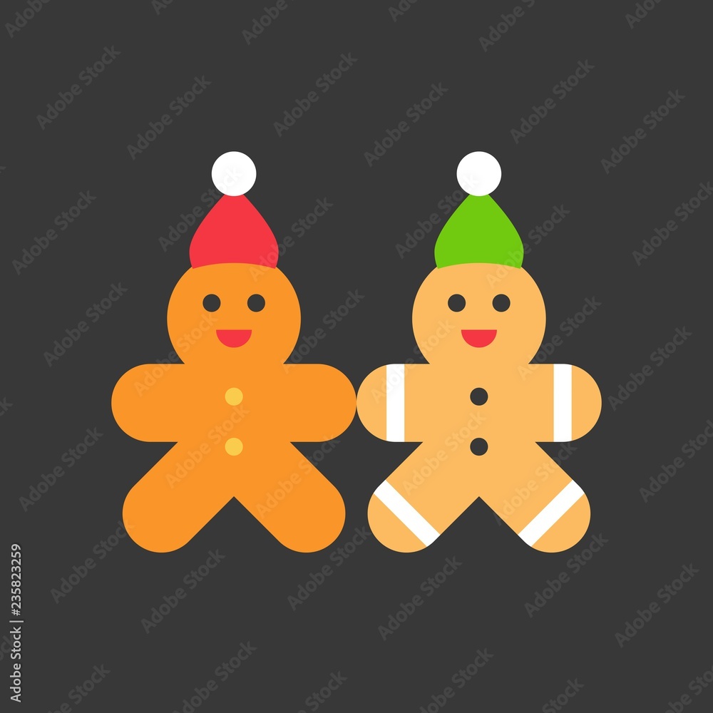 gingerbreadman icon, christmas food set. flat design gingerbreadman icon, christmas food set. flat design