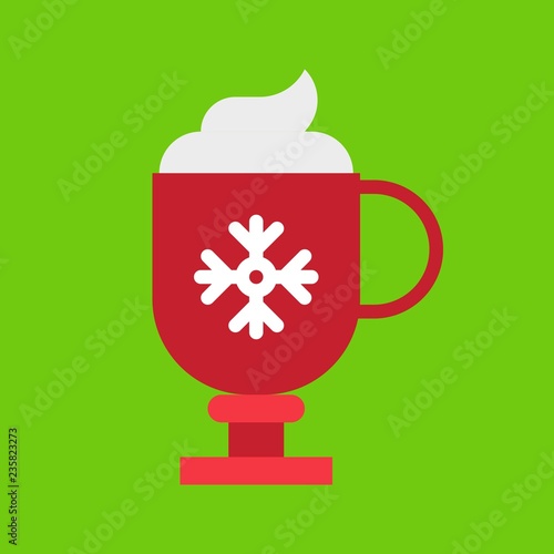 Christmas drink with whipped cream flat icon