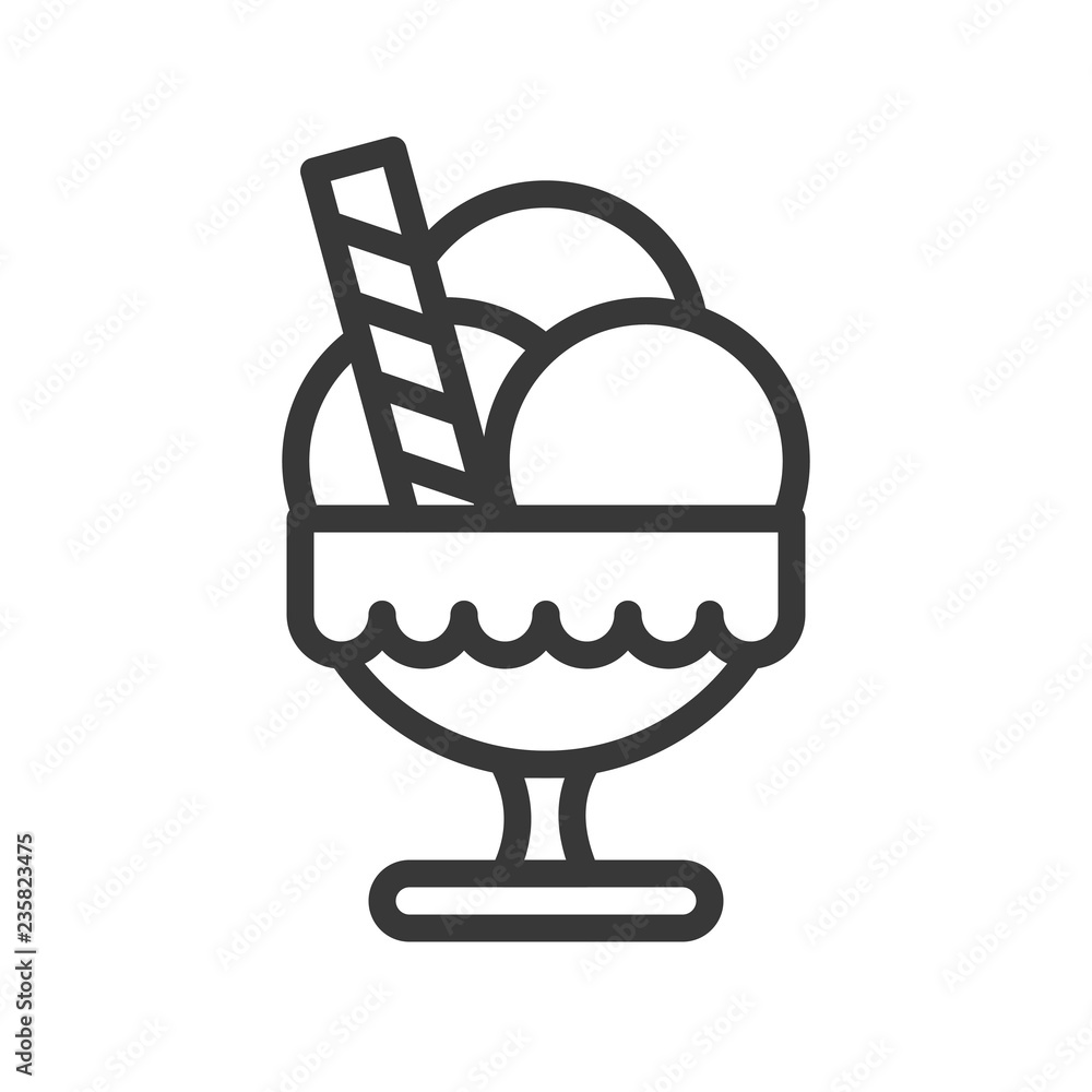 ice cream cup and candy christmas food icon. editable line ice cream cup and candy christmas food icon. editable line