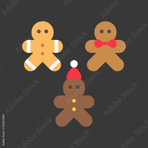 gingerbread man christmas cookie icon set