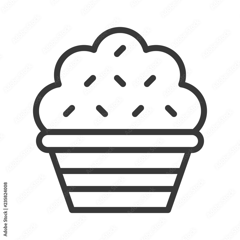 christmas cup cake icon decoration with candy. editable outline christmas cup cake icon decoration with candy. editable outline
