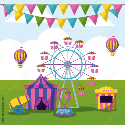 amusement park with tents circus