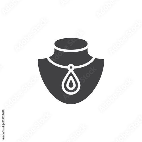 Necklace on mannequin vector icon. filled flat sign for mobile concept and web design. Dummy with jewelry necklace simple solid icon. Symbol, logo illustration. Pixel perfect vector graphics