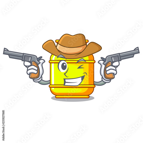 Cowboy flammable gas tank on cartoon the