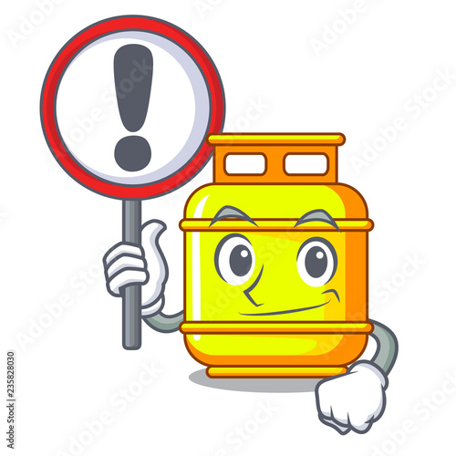 With sign flammable gas tank on cartoon the
