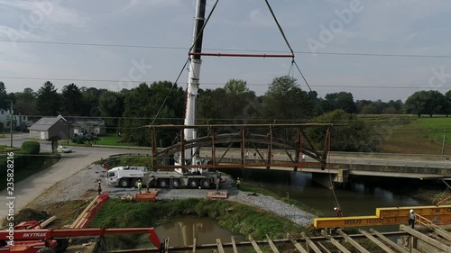 Dismantling of 174 Yesr Old Herr's Mill Covered Bridge in Amish Country photo