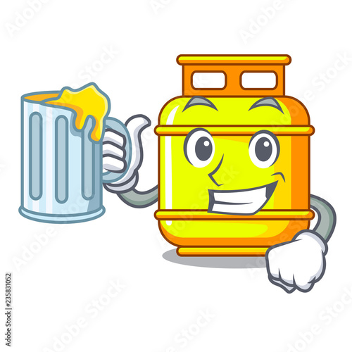 With juice creative in gas cartoon tank container