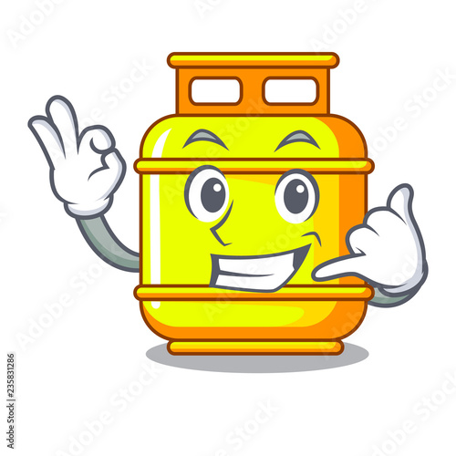 Call me gas tank cylinder Isolated on mascot