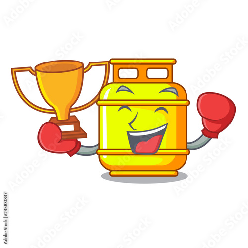 Boxing winner gas tank cylinder Isolated on mascot