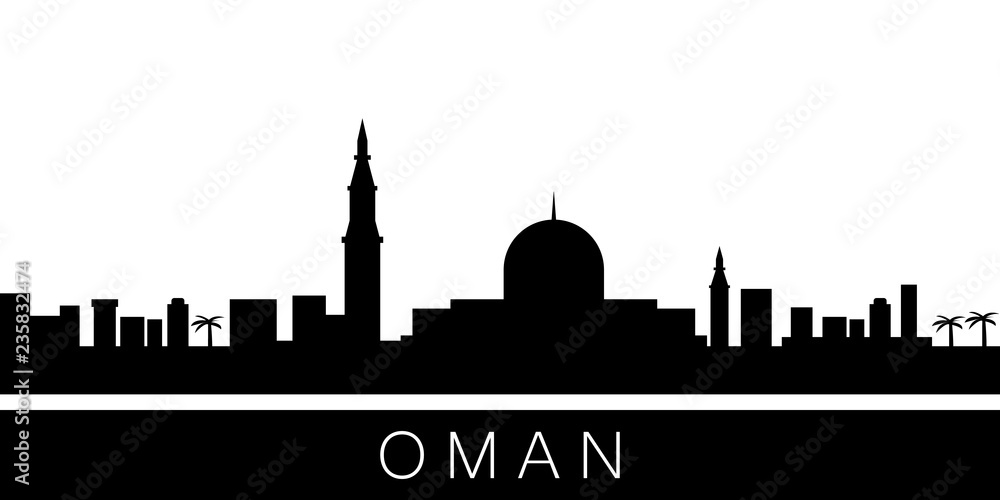 Oman detailed skyline. Vector postcard illustration