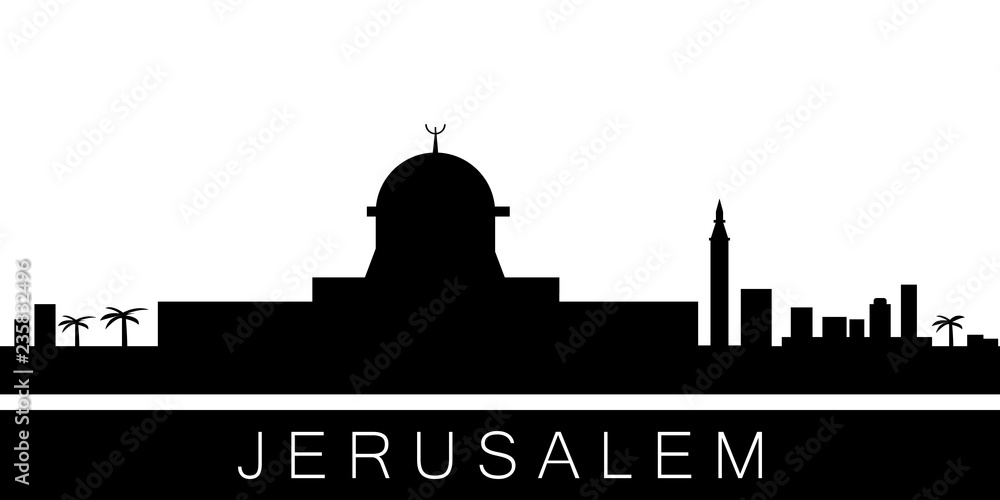 Fototapeta premium Jerusalem detailed skyline. Vector postcard illustration