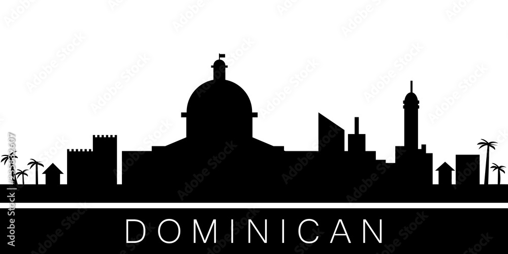Dominican detailed skyline. Vector postcard illustration