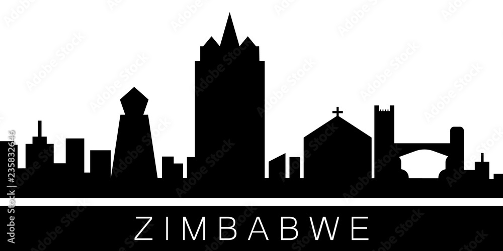 Zimbabwe detailed skyline. Vector postcard illustration - obrazy, fototapety, plakaty 