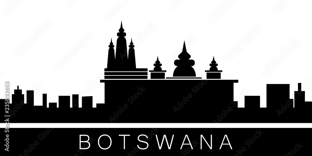 Botswana detailed skyline. Vector postcard illustration