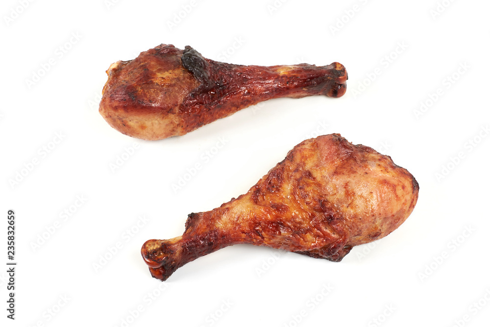 roasted turkey leg isolated on white background. roasted turkey leg isolated on white background.