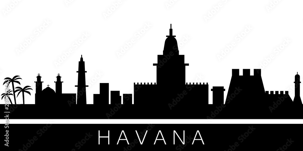 Naklejka premium Havana detailed skyline. Vector postcard illustration