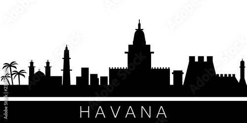 Havana detailed skyline. Vector postcard illustration