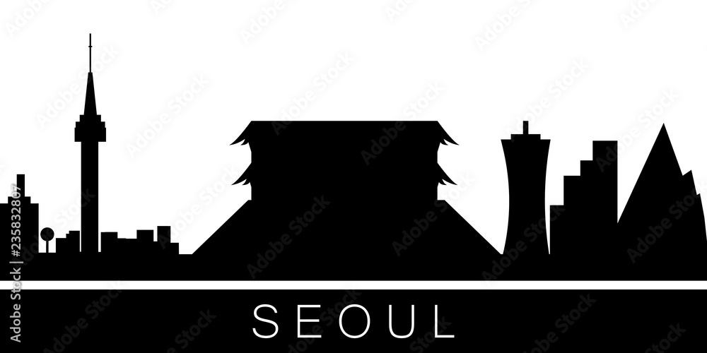 Obraz premium Seoul detailed skyline. Vector postcard illustration