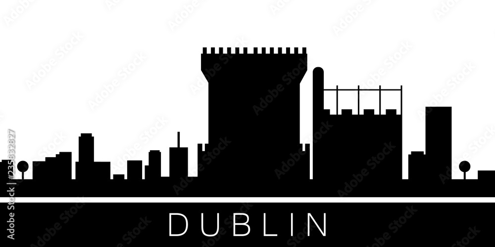 Dublin detailed skyline. Vector postcard illustration
