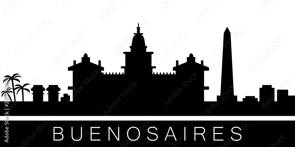 Fototapeta premium Buenos Aires detailed skyline. Vector postcard illustration