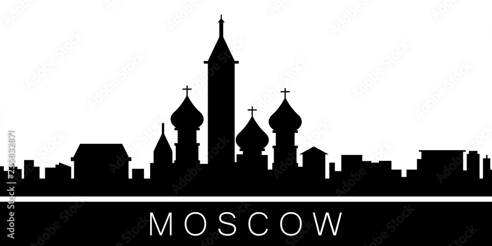 Fototapeta premium Moscow detailed skyline. Vector postcard illustration