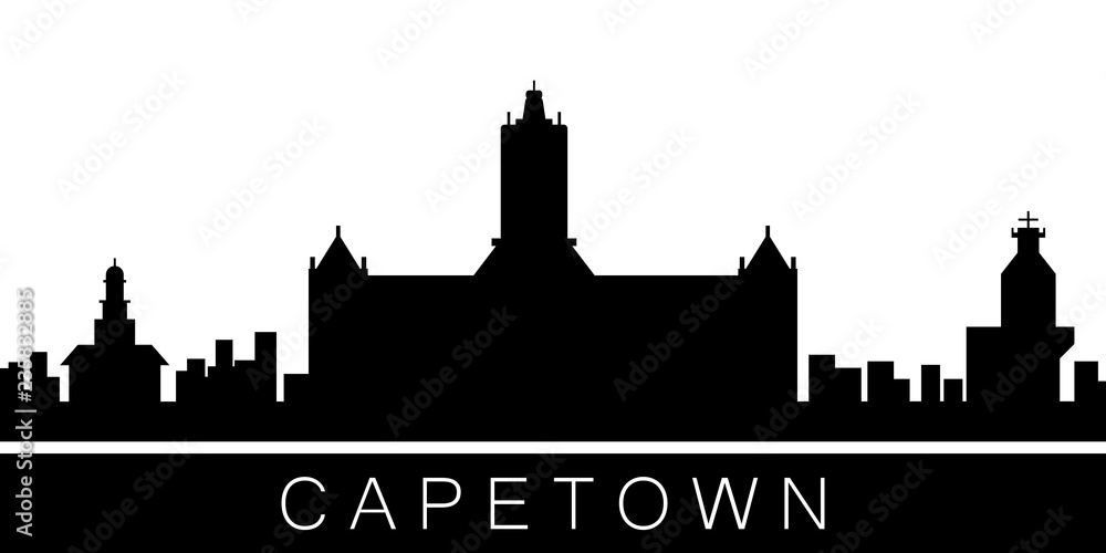 Cape Town detailed skyline. Vector postcard illustration