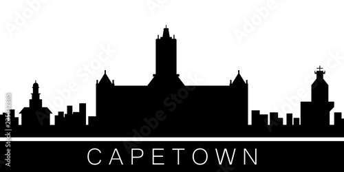 Cape Town detailed skyline. Vector postcard illustration