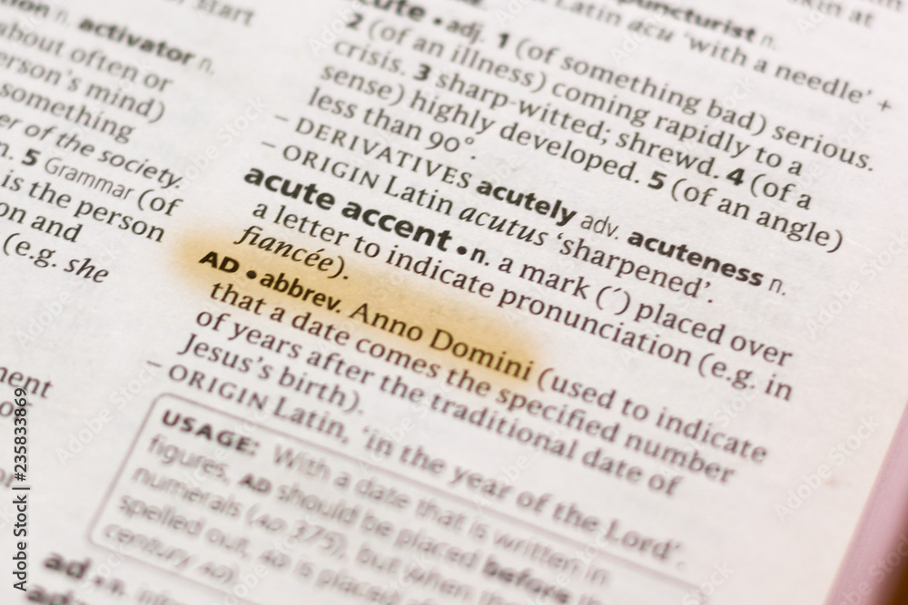 The word or phrase Ad in a dictionary. The word or phrase Ad in a dictionary.