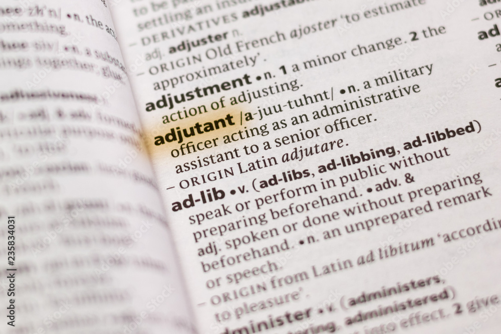 The word or phrase Adjutant in a dictionary. The word or phrase Adjutant in a dictionary.